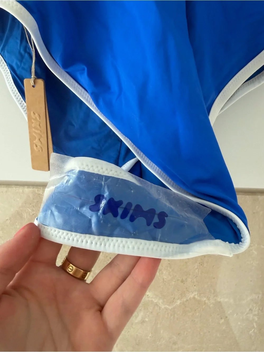 NWT - SKIMS Blue Strapless One-Piece with Front Zip (2X)